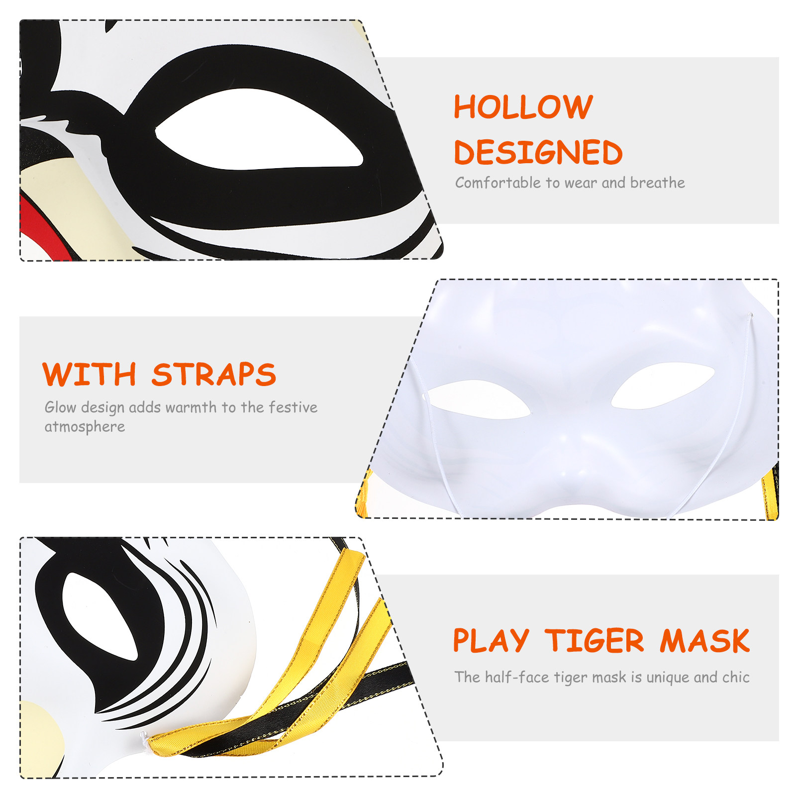 Half Face Tiger Mask Unisex Lu - Easy Cosplay Prop recension och pris